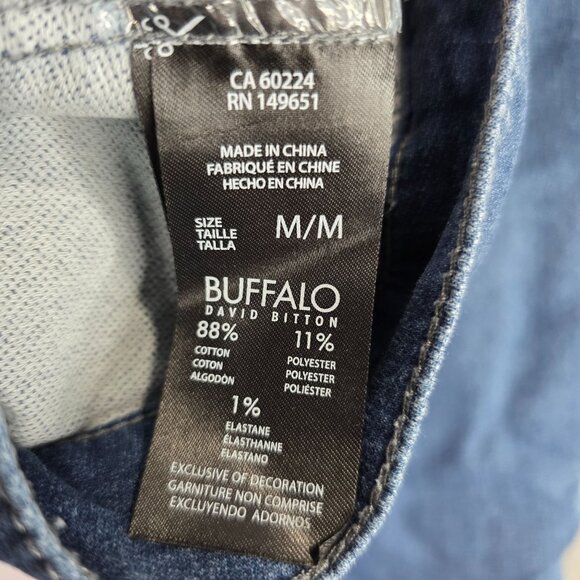 Womens Buffalo David Bitton Blue Denim Jean Jacket Button Down Long Sleeve M - Picture 3 of 8